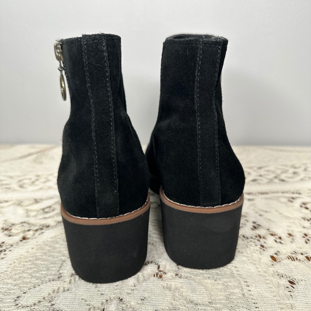 Vionic Hazal Black Suede Water Repellent Wedge Ankle Boots Womens 6.5 - Picture 3 of 11